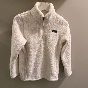 Patagonia Girls Los Gatos Sherpa 1/4 Zip Pullover Cream XL (14)
